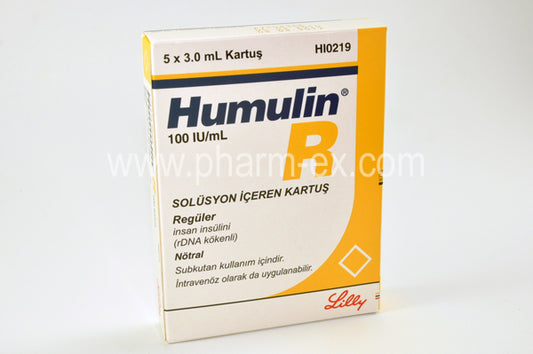 Humulin R Cartridge 100IU 5x3ml